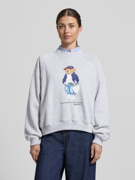 Polo Ralph Lauren Regular Fit Sweatpullover mit Polo Bear Print Hellgrau Melange 4