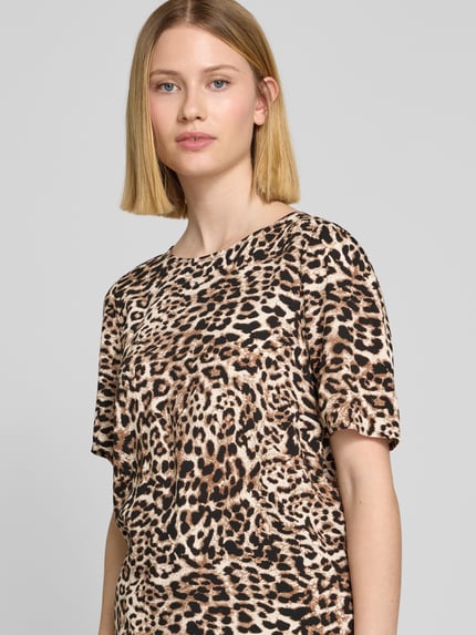 b.young Blouseshirt van viscose met ronde hals Model 'JOELLA' Middenbruin - 3