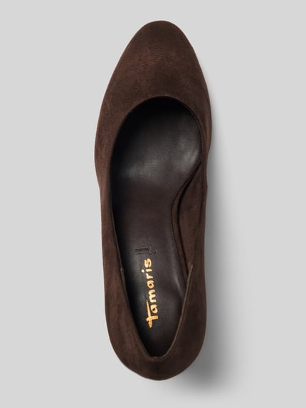 Productfoto, Pumps met licht gestructureerde zool van Tamaris, donkerbruin met zachte suède textuur, Dames pumps van Tamaris
