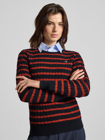 GANT Strickpullover mit gerippten Abschlüssen Rostrot 3