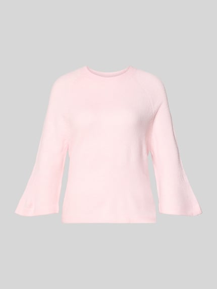 Produktfoto, Oversized Strickpullover mit 3/4-Arm Modell 'SIMONI' von ONLY, Optik: Unifarben, Strickoptik, Melange, Passform: Oversized, Crew Neck, Rundhalsausschnitt, Ärmelabschluss und Rumpfabschluss gerippt, Materialverarbeitung: Strick, Farbe hellrosa.