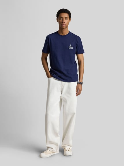 Polo Ralph Lauren Relaxed Fit T-Shirt aus reiner Baumwolle mit Logo-Stitching Marine 1