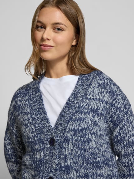 Fynch-Hatton Kardigan o kroju relaxed fit w dwa kolory z domieszką wełny z alpaki Granatowy 3