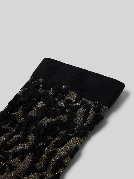 Produktfoto, Socken aus Baumwoll-Mix im 3er-Pack von Tamaris, Damen Socken von Tamaris, schwarze Mustertextur auf goldenem Untergrund