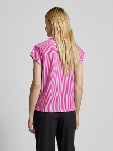 Tom Tailor T-shirt z kołnierzem z lamówką Mocnoróżowy 5