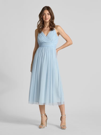 Lace & Beads Cocktailkleid mit Spaghettiträgern Hellblau 1