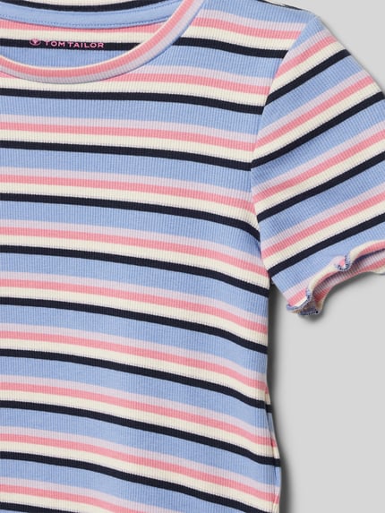 Tom Tailor T-shirt z o kroju regular fit z błyszczącą przędzą Błękitny 2