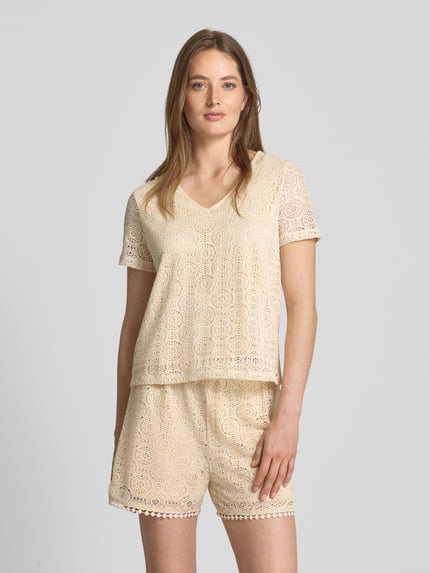 VERO MODA Regular Fit T-Shirt mit Ausbrenner-Effekt Modell 'MAYA' Offwhite 4