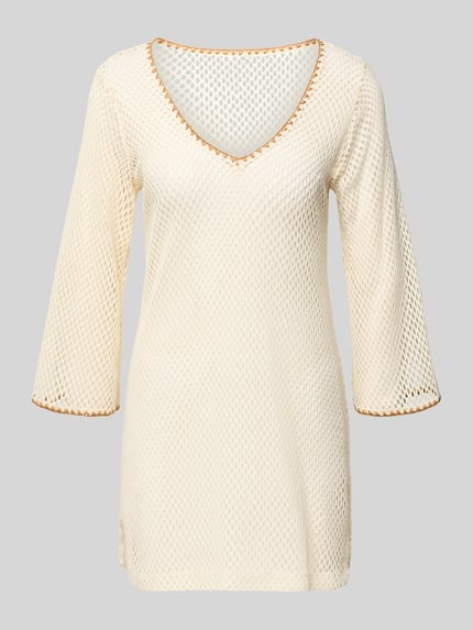Produktfoto, Strickshirt mit V-Ausschnitt Modell 'OCTAVIE HAYATO' von Banana Moon, mieszanka bawełny, krój regular fit, dekolt w serek, rękaw o dł. 3/4