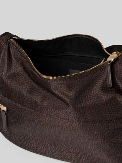 BORBONESE Umhängetasche mit Reißverschlussfach Modell 'SMALL LUNA BAG' Dunkelbraun 4
