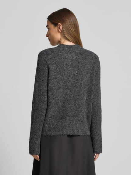 Jake*s Casual Oversized Strickpullover mit Woll-Anteil Dunkelgrau Melange 5