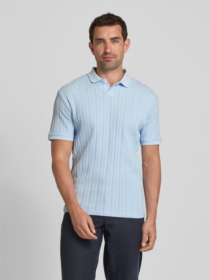 Selected Slim fit poloshirt met structuurmotief, model 'JADEN' Hemelsblauw - 4