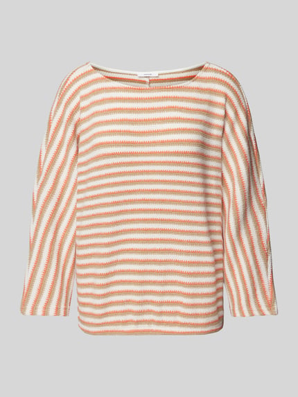 OPUS Sweter z dzianiny z wzorem w paski model 'Guste' Koralowy 2
