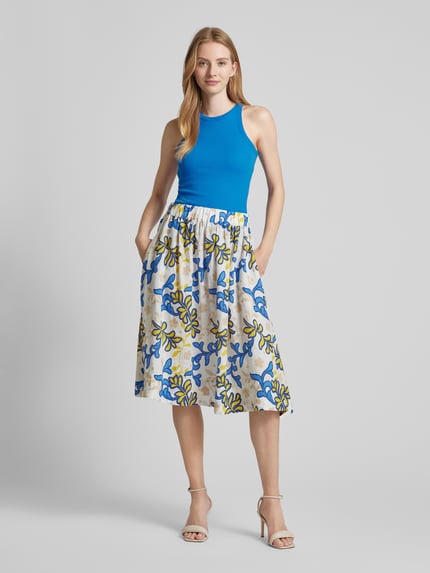 Seidensticker Linnen rok met all-over print, model 'Washer!' Wit - 1