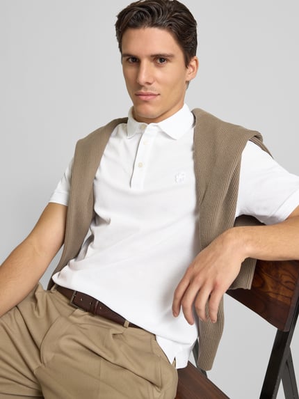 BOSS Regular Fit Poloshirt mit Logo-Stitching Modell 'Parris' Weiss 3