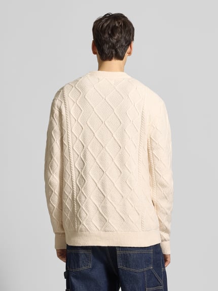 JACK & JONES Sweter z dzianiny z okrągłym dekoltem model ‘CAMBRIDGE’ Złamany biały 5