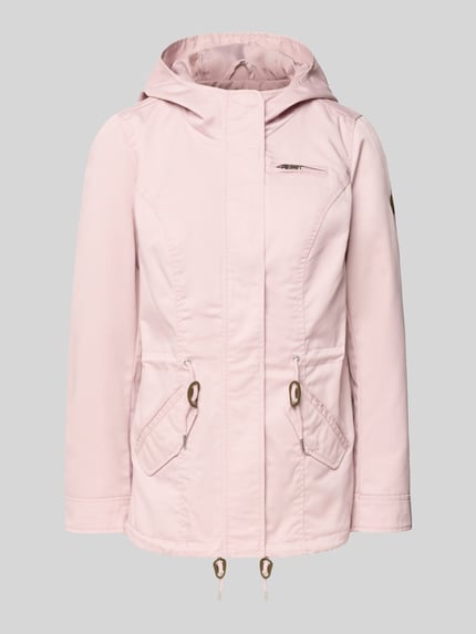 Produktfoto, Regular Fit Parka mit Baumwoll-Anteil Modell 'LORCA' von Only, jasnoróżowy, gładki canvas, kaptur, długi rękaw, patki, label patch
