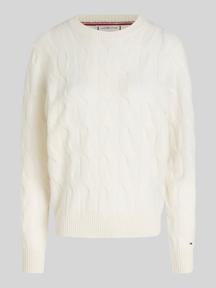 Tommy Hilfiger Regular Fit Pullover aus reiner Wolle Offwhite 2
