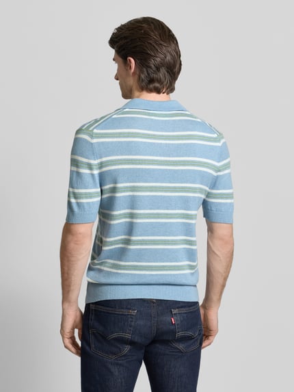 FTC Cashmere Poloshirt van katoen-lyocellmix met kasjmierdeel met geribde boorden Lichtblauw - 5