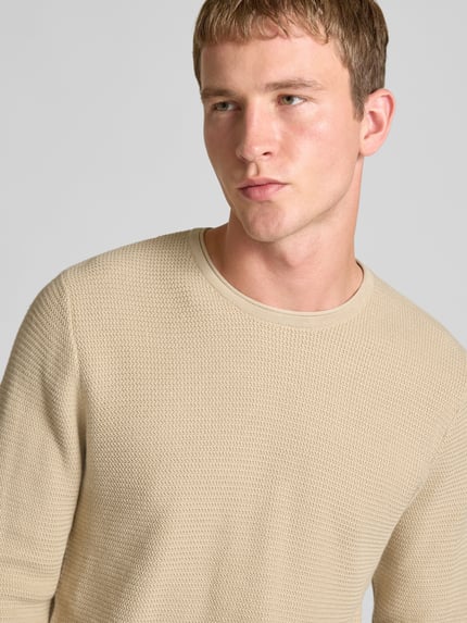 ONLY & SONS Regular Fit Strickpullover aus reiner Baumwolle Modell 'ERIC' Offwhite 3
