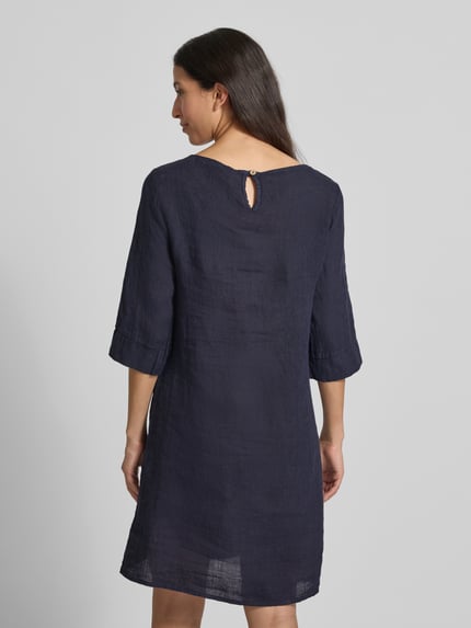 ZABAIONE Leinenkleid mit Rundhalsausschnitt Modell 'Le44tizia' Dunkelblau 5
