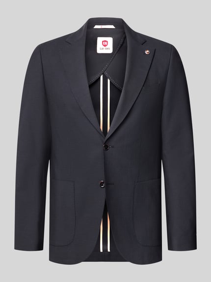 Produktfoto, dunkelblaues Slim Fit 2-Knopf-Sakko aus Schurwoll-Mix von CG – CLUB of GENTS, Modell Carver, Reverskragen, strukturierte Oberfläche.