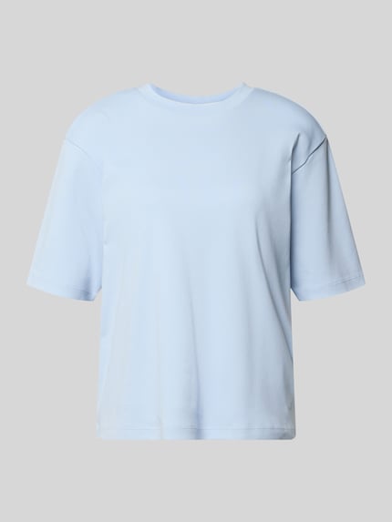 Produktfoto, T-Shirt mit Rundhalsausschnitt von JAKE*S STUDIO WOMAN aus reiner bawełny, krój relaxed fit, jasnoniebieski, gładka faktura