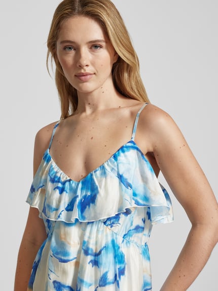 VERO MODA Midi Freizeitkleid mit Spaghettiträgern 'OSANA' Blau 3