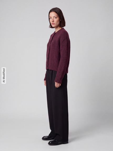 Marc O'Polo DENIM Regular Fit Strickjacke aus Schurwoll-Mix mit Alpaka-Anteil Bordeaux 1
