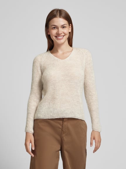MM by Max Mara Gebreide pullover met structuurmotief, model 'FRESIS' Beige - 4