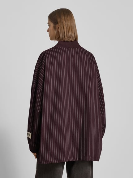 Karo Kauer Oversized Hemdjacke mit Label-Stitching Pflaume 5