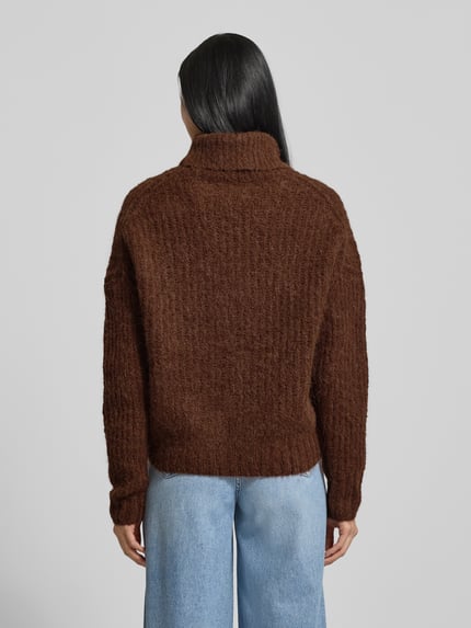 Fynch-Hatton Relaxed Fit Rollkragenpullover aus Alpaka-Mix in Strick-Optik Dunkelbraun 5