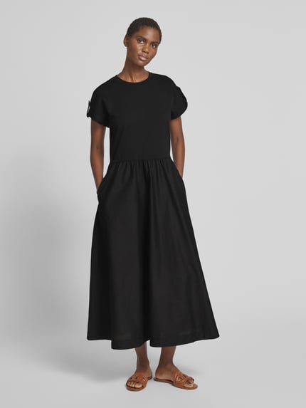 Tommy Hilfiger Fit-and-Flare Midi-Kleid mit goldfarbenen Knöpfen BLACK 4