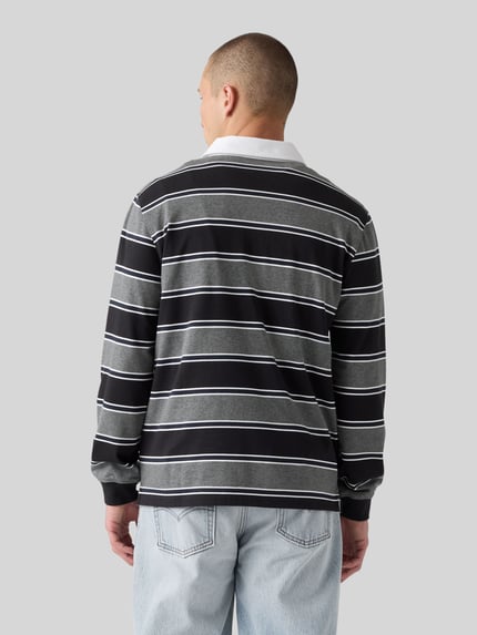 Levi's® Relaxed Fit Poloshirt aus reiner Baumwolle Modell 'RUGBY BRANCO' Dunkelgrau 5