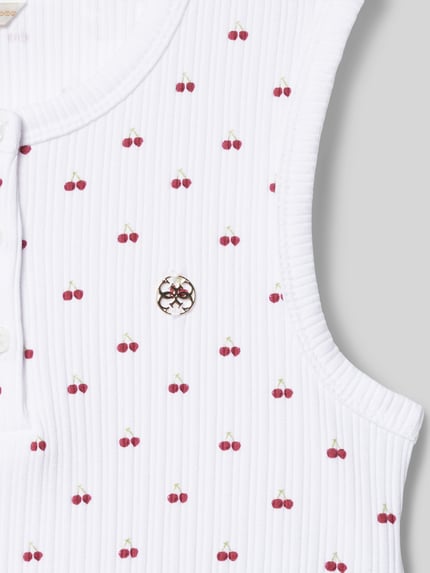 GUESS Top z krótką listwą guzikową Biały 2