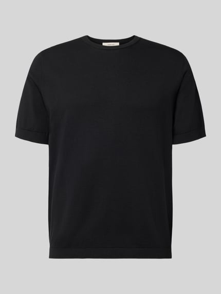 Produktfoto, Regular Fit T-Shirt aus reiner Baumwolle Modell 'TORINO' von SELECTED HOMME in Schwarz, unifarben, Rundhals, kurzarm, gerippte Abschlüsse.