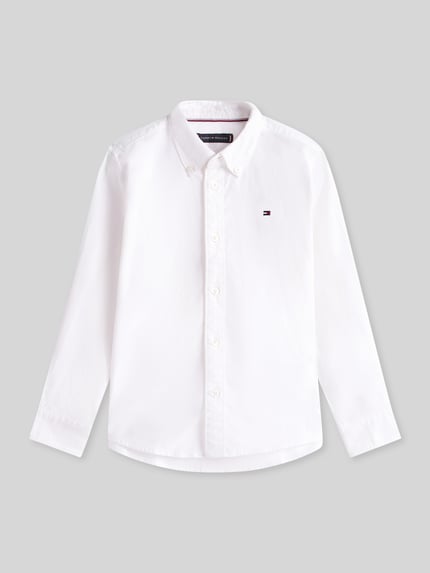 Tommy Hilfiger Kids regular fit hemd van katoenmix met gestikt logo Wit - 2