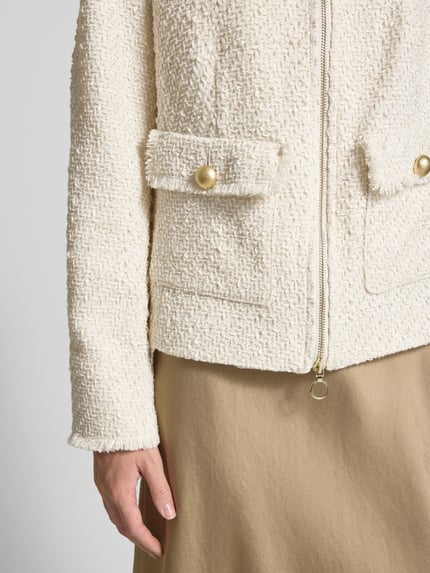 White Label Blazer in Bouclé-Optik mit Rundhalsausschnitt Ecru 3