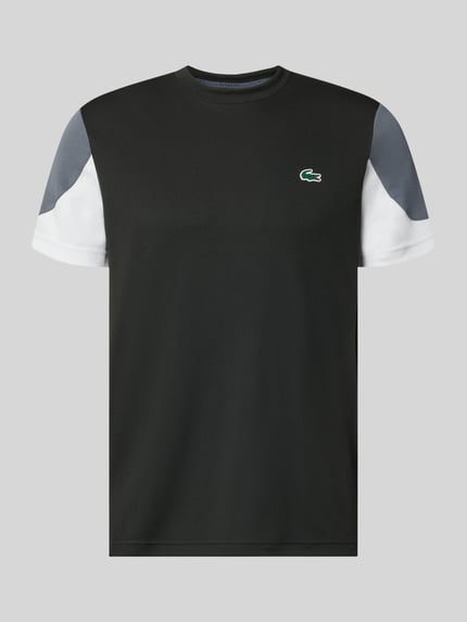 Produktfoto, Regular Fit Sport-T-Shirt im Colorblock-Design von Lacoste in Schwarz, Grau und Weiß mit glatter Textur, Herren Sport-T-Shirt von Lacoste Sport