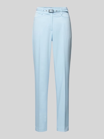 MORE & MORE Stoffhose in unifarbenem Design mit Gürtel Hellblau 2