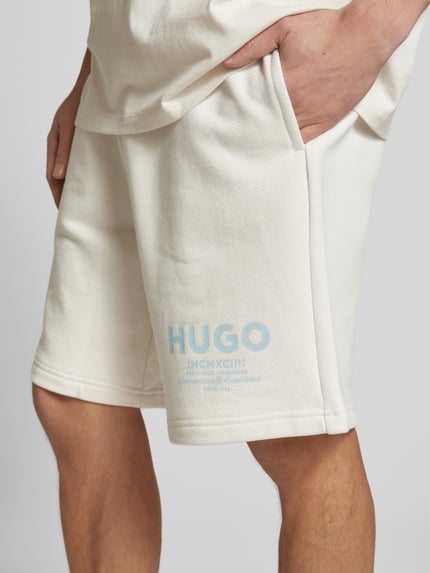HUGO Blue Sweatshorts met labelprint, model 'Nomario' Offwhite - 3