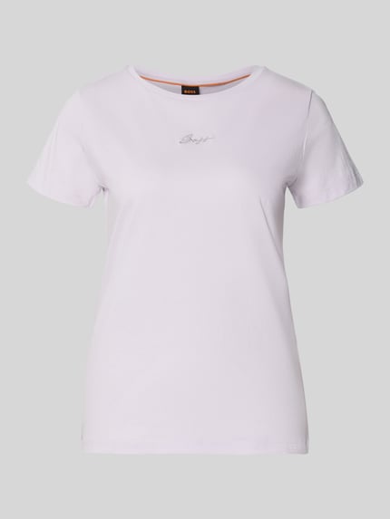 Produktfoto, Regular Fit T-Shirt aus reiner Baumwolle Modell 'C_ELOVE_EMBRO' von BOSS Orange, jednolity kolor, krój regular fit, bawełna