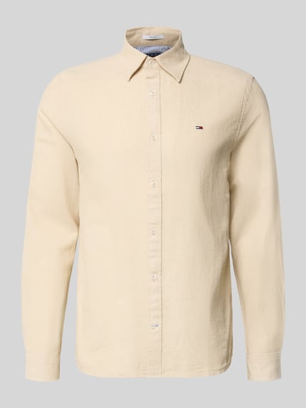 Tommy Jeans Regular Fit Freizeithemd aus Leinen-Baumwoll-Mix Beige 2