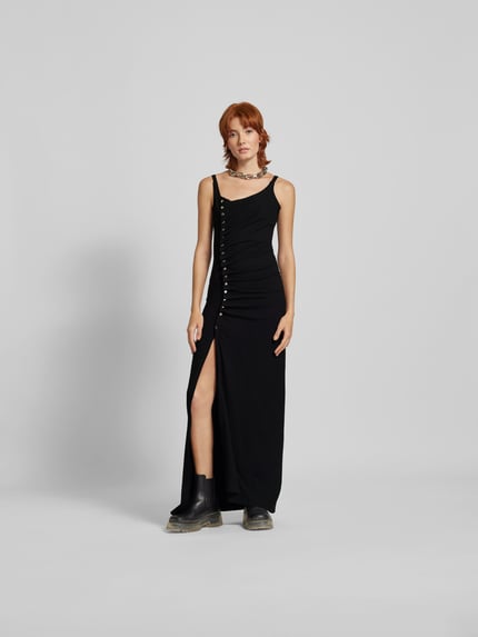 Rabanne Maxi-jurk met knoopsluiting Zwart - 1