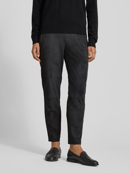 s.Oliver BLACK LABEL Tapered Hose in Lederoptik mit Tunnelzug Anthrazit 4