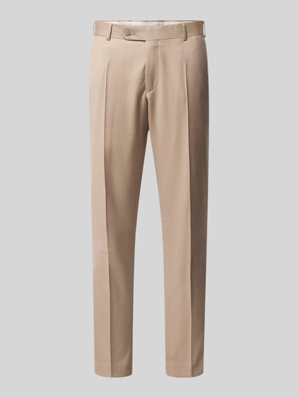 Produktfoto, Anzughose aus Schurwolle mit Bügelfalten von Wilvorst in Beige, Slim-Fit, Gesäßtaschen, Bundweite 44 cm, Innenbeinlänge 85 cm