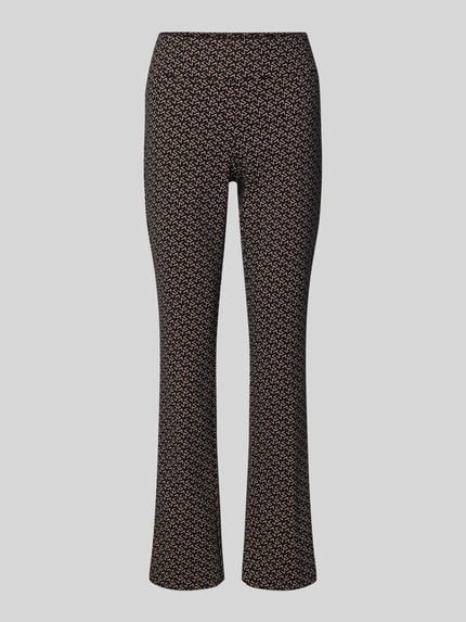 Stehmann Flared stoffen broek met elastische band, model 'Ina' Zwart - 2