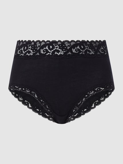 HANRO Slip met kant, model 'Moments' Zwart - 2