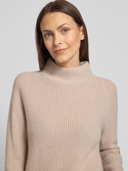 Fynch-Hatton Strickpullover aus Kaschmir mit Stehkragen Beige 3