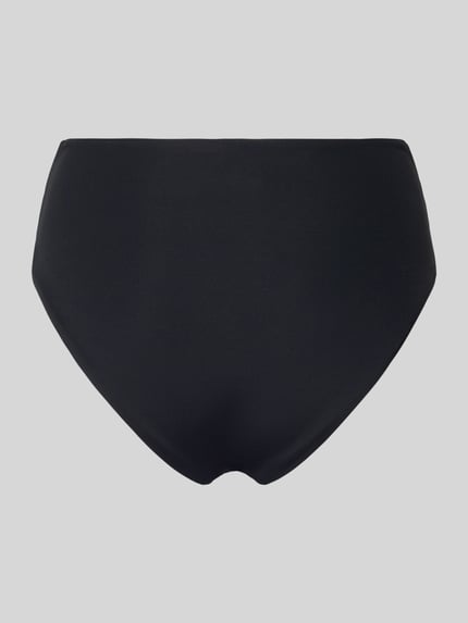 Produktfoto, Bikini-Slip mit Raffungen von Seafolly in Schwarz, glatte Textur, körpernaher Schnitt, Material-Mix mit Stretch-Anteil.